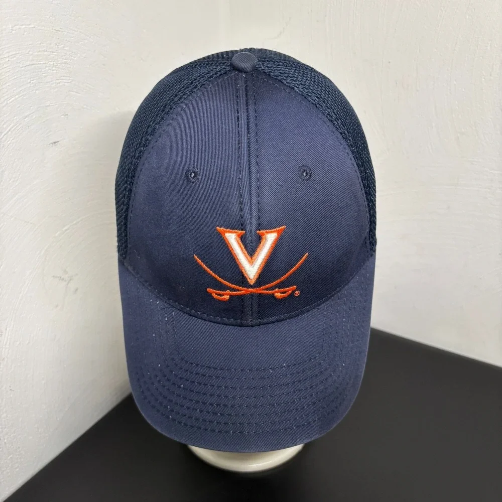 UVA New Era A-Flex Hat Navy Blue Baseball‎ Cap Adult S/M Mesh Back Virginia Cavs